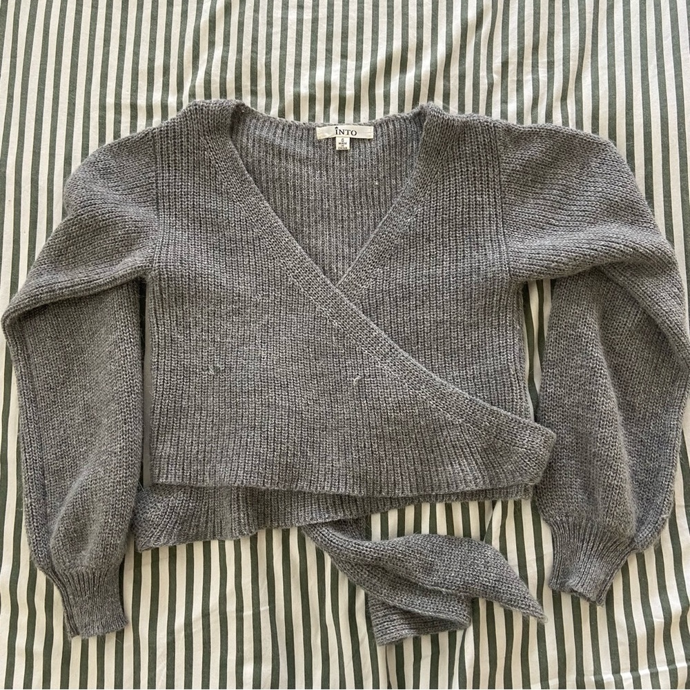 Cotton Crossover Wrap Sweater